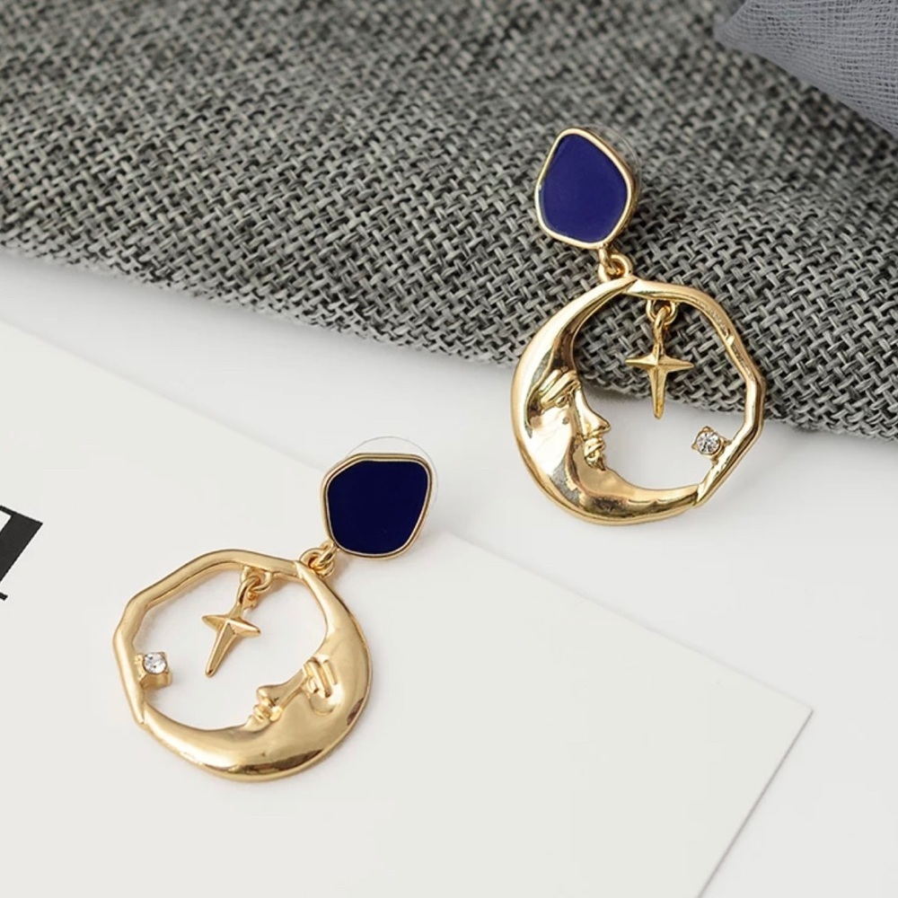 Drop Earring Star Moon Cross Round Earrings